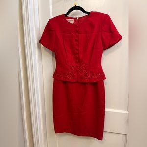Vintage 80’s-90’s Maggy London Red Retro Dress